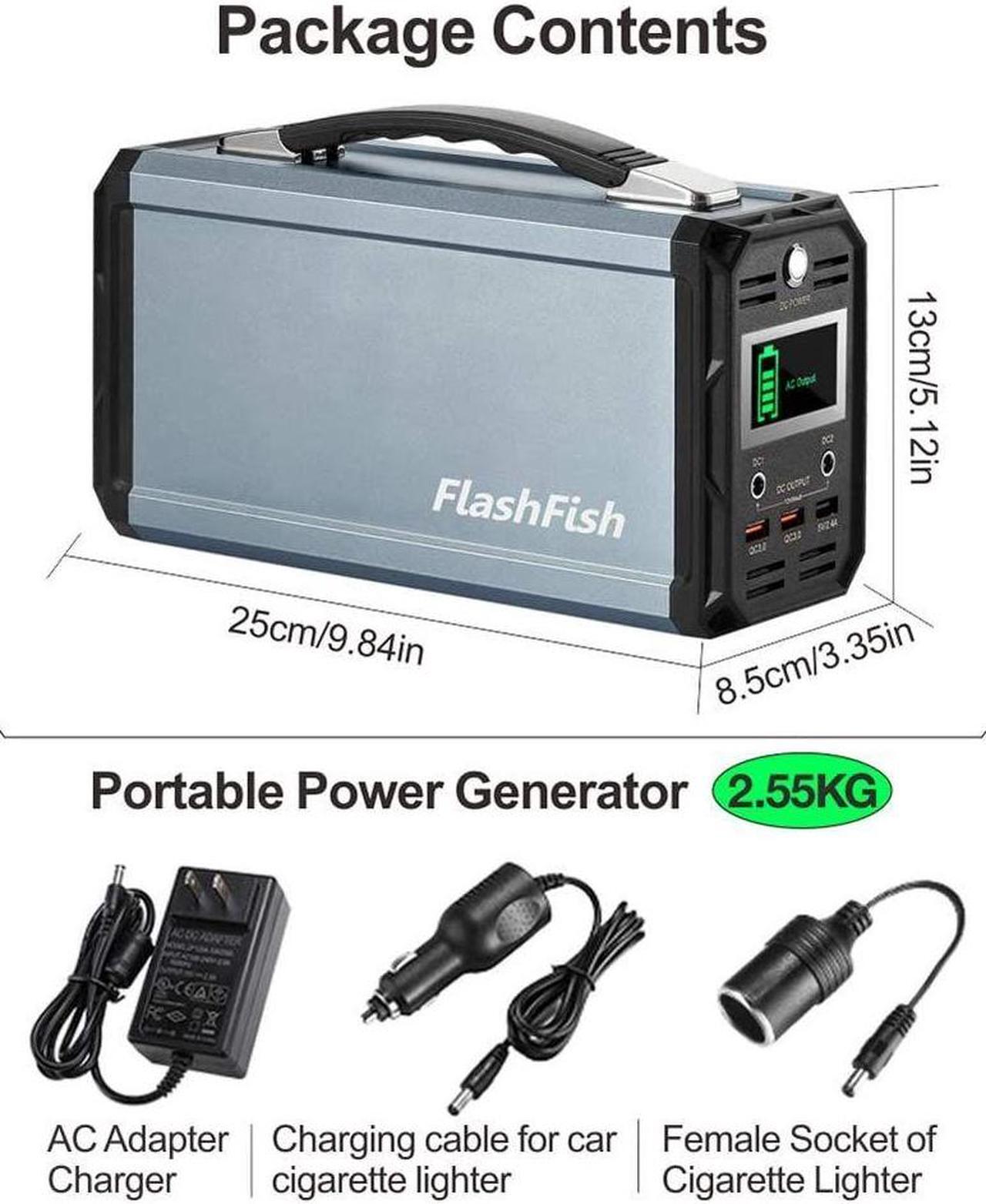 Alt view image 4 of 7 - 300W Solar Generator FlashFish 60000mAh Portable Power Station Camping Potable Generator CPAP Battery Recharged by Solar Panel/Wall Outlet/Car, 110V AC Out/DC 12V /QC USB Ports for CPAP Camp Travel