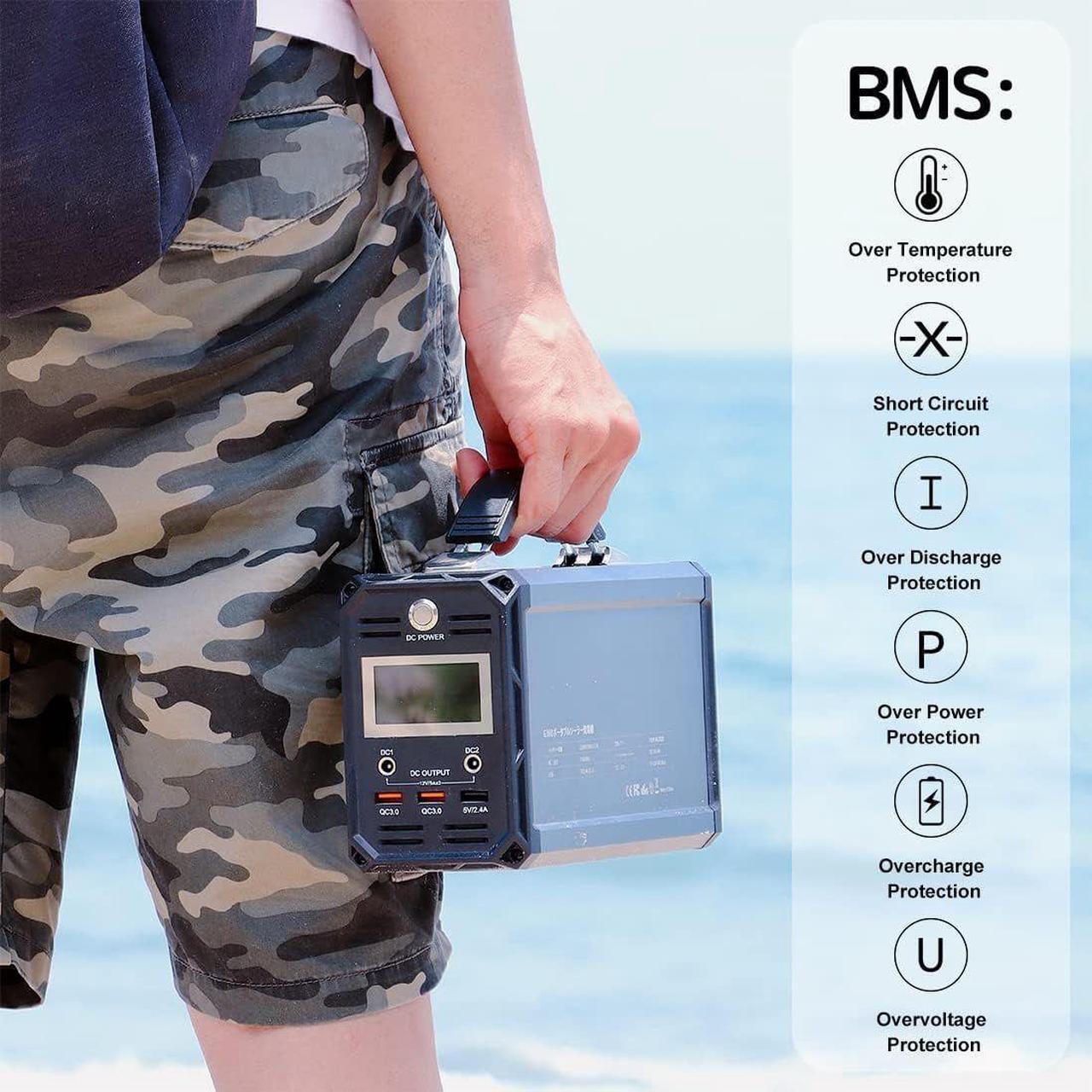Alt view image 7 of 7 - 300W Solar Generator FlashFish 60000mAh Portable Power Station Camping Potable Generator CPAP Battery Recharged by Solar Panel/Wall Outlet/Car, 110V AC Out/DC 12V /QC USB Ports for CPAP Camp Travel