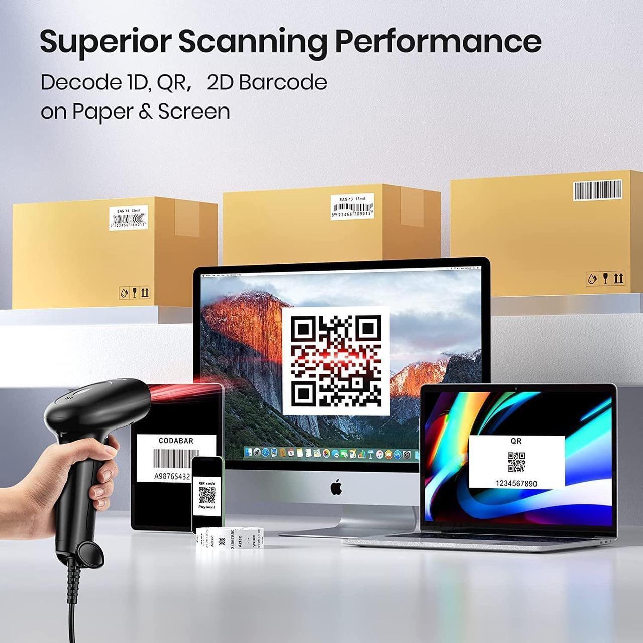 Alt view image 4 of 7 - USB Wired 2D Barcode Scanner Handheld CCD 1D QR Bar Code Image Screen Scanner