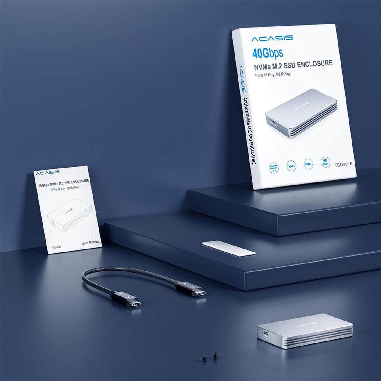 Alt view image 8 of 7 - ACASIS 40Gbps M.2 NVMe SSD Enclosure, Compatible with Thunderbolt 4/3, USB 4.0/3.2/3.1/3.0/2.0, Tool Free, TBU401