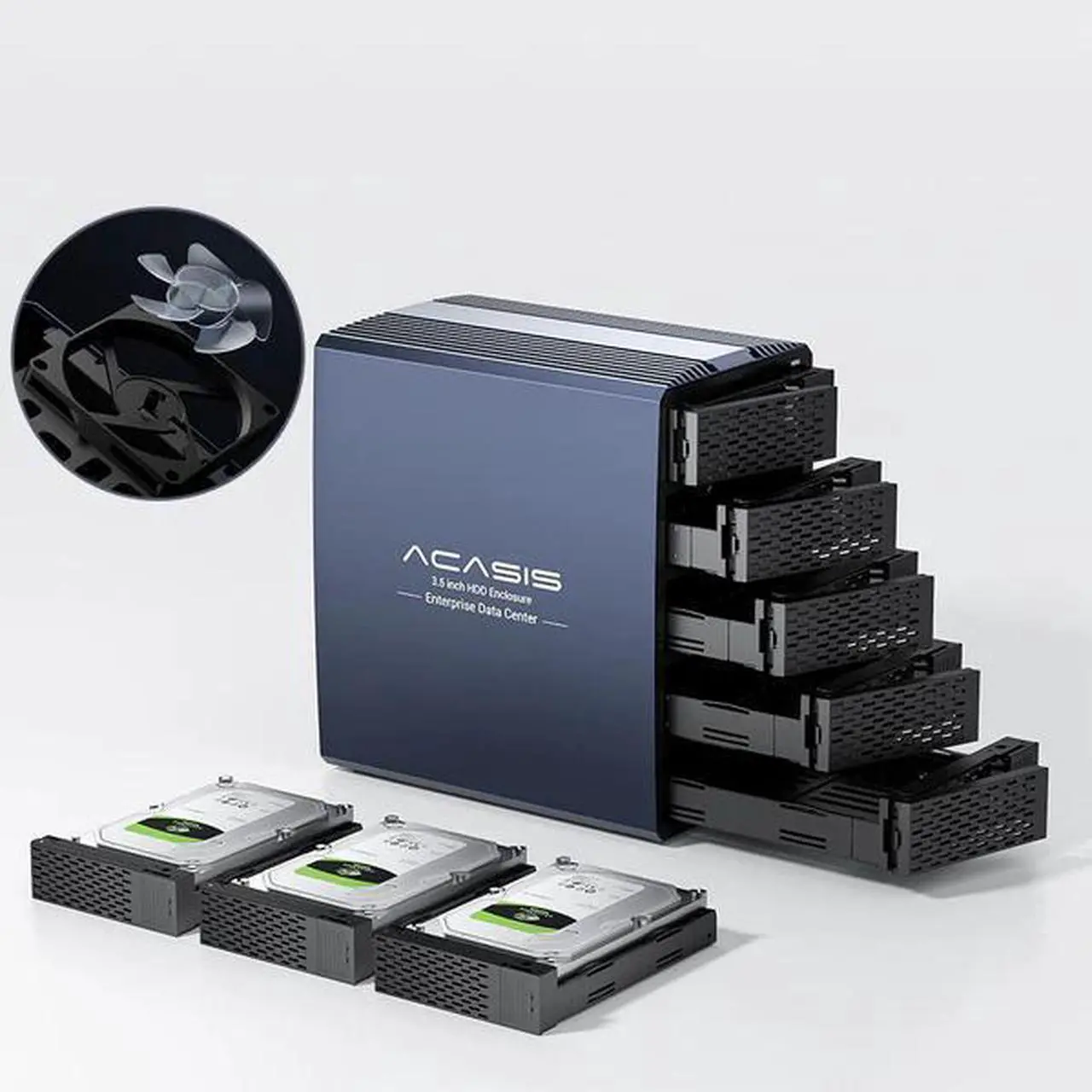 Alt view image 2 of 7 - Acasis 5 Bay External Array 2.5/3.5 Inch USB to SATA HDD RAID Case