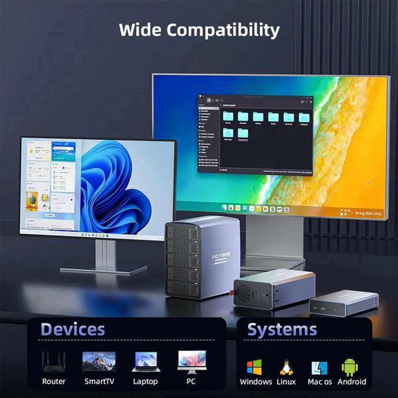 Alt view image 6 of 7 - Acasis 5 Bay External Array 2.5/3.5 Inch USB to SATA HDD RAID Case