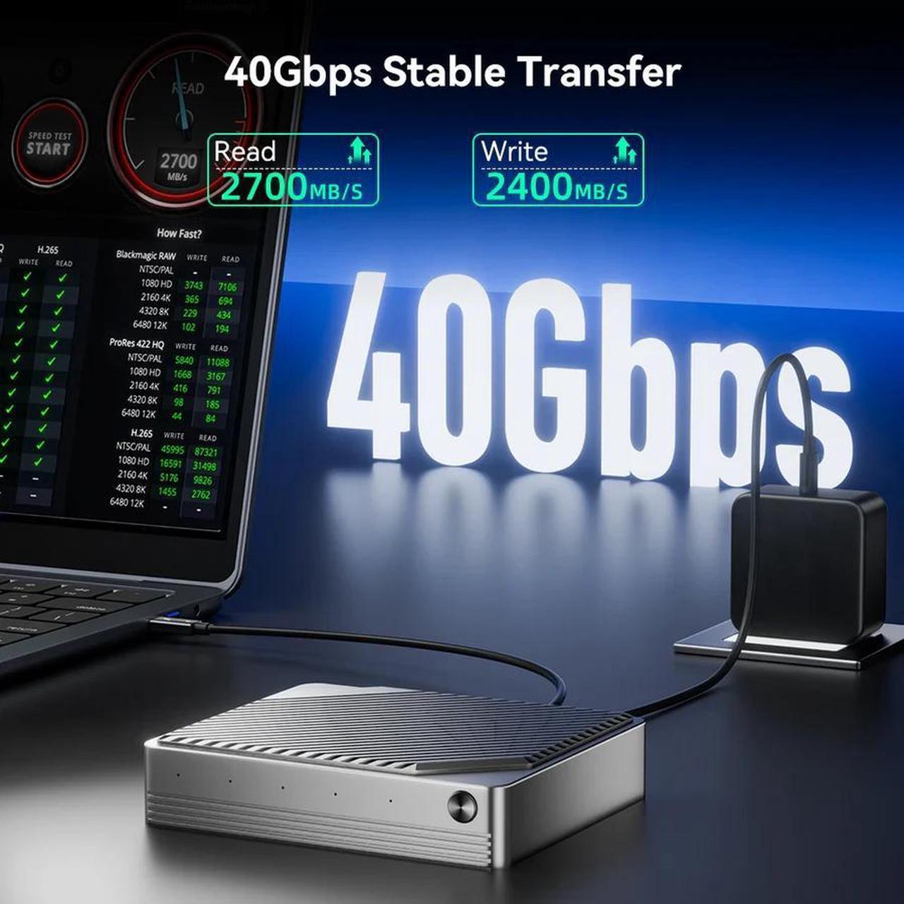 Alt view image 2 of 6 - Acasis 40Gbps Thunderbolt 4/3 M.2 NVMe 4 Bay RAID SSD Enclosure