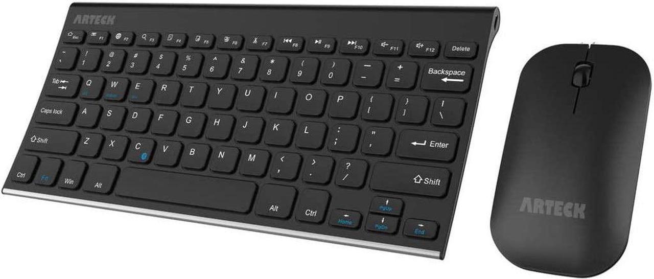 Arteck Bluetooth Keyboard and Mouse Combo Ultra Compact Slim Stainless Full Size Keyboard and Ergonomic Mice for Computer/Desktop/PC/Laptop/Surface and Windows 10/8/7 Built in Rechargeable Battery