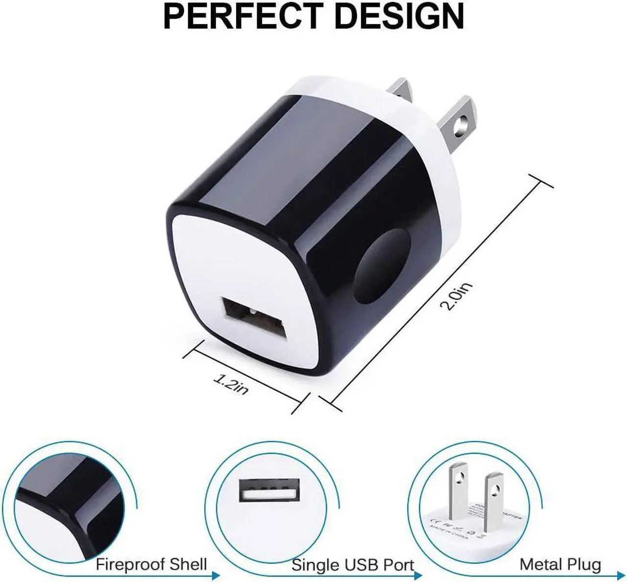 Alt view image 5 of 7 - Wall Adapter, USB Wall Charger 6 Pack, UorMe 1A 5V Single Port USB Plug Power Adapter Compatible iPhone 14 Plus 13 12 11 Xs XR X 8, Samsung Galaxy S22 Ultra S22+ S22 A21 S10e S9 Note 20,Google Pixel 6