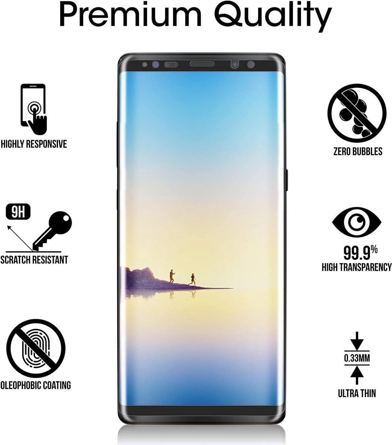 Alt view image 5 of 6 - amFilm (2 Pack Glass Screen Protector for Samsung Galaxy Note 8, Full Screen Coverage, 3D Curved Tempered Glass, Dot Matrix with Easy Installation Tray
