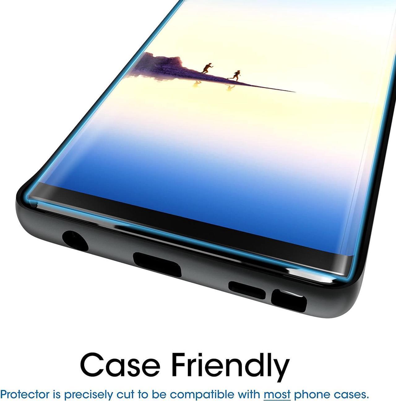 Alt view image 4 of 6 - amFilm (2 Pack Glass Screen Protector for Samsung Galaxy Note 8, Full Screen Coverage, 3D Curved Tempered Glass, Dot Matrix with Easy Installation Tray