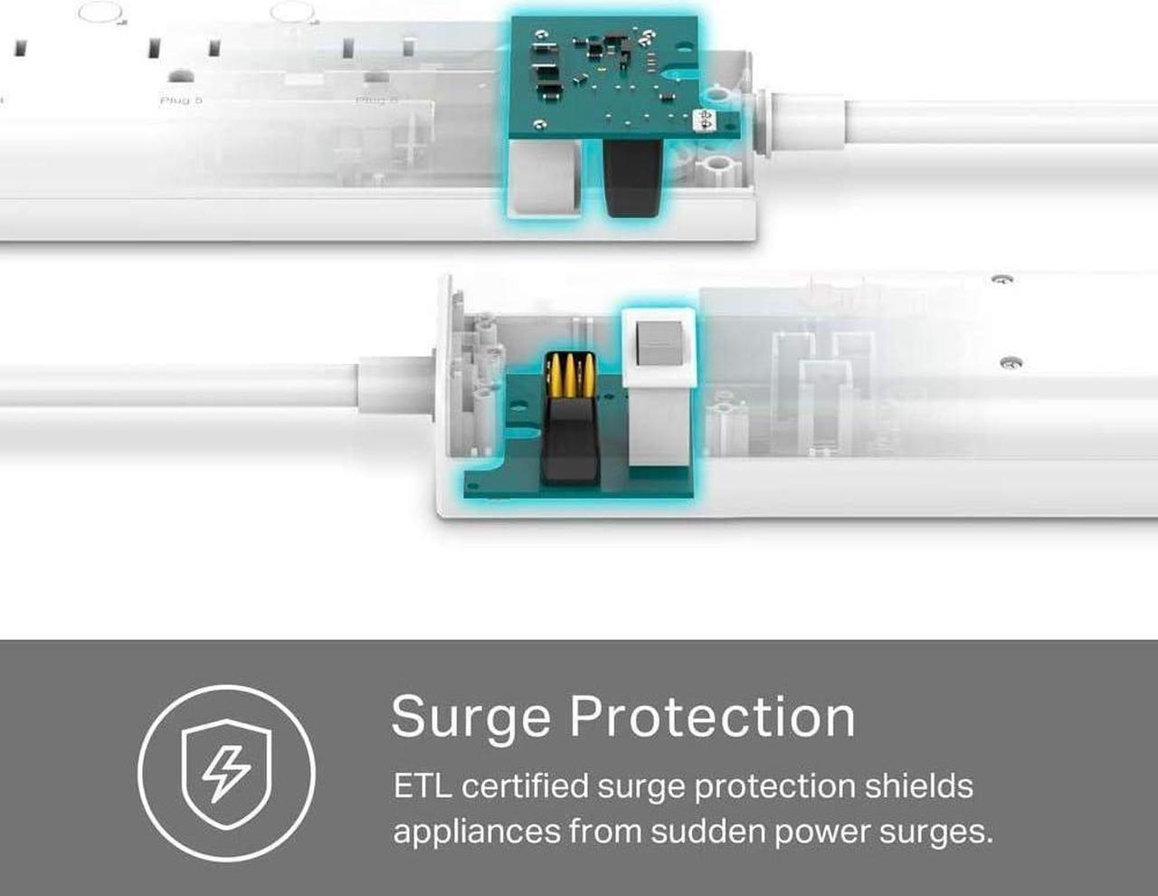 Alt view image 4 of 7 - Kasa Smart Plug Power Strip HS300, Surge Protector with 6 Individually Controlled Smart Outlets and 3 USB Ports, Works with Alexa & Google Home, No Hub Required , White