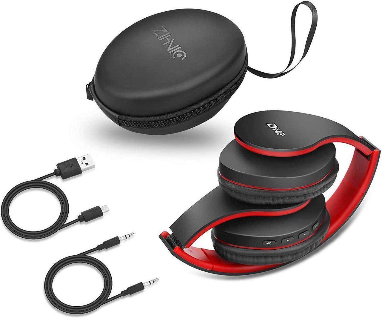 Alt view image 6 of 6 - ZIHNIC Bluetooth Headphones Over-Ear, Foldable Wireless and Wired Stereo Headset Micro SD/TF, FM for Cell Phone,PC,Soft Earmuffs &Light Weight for Prolonged Wearing (Black/red)