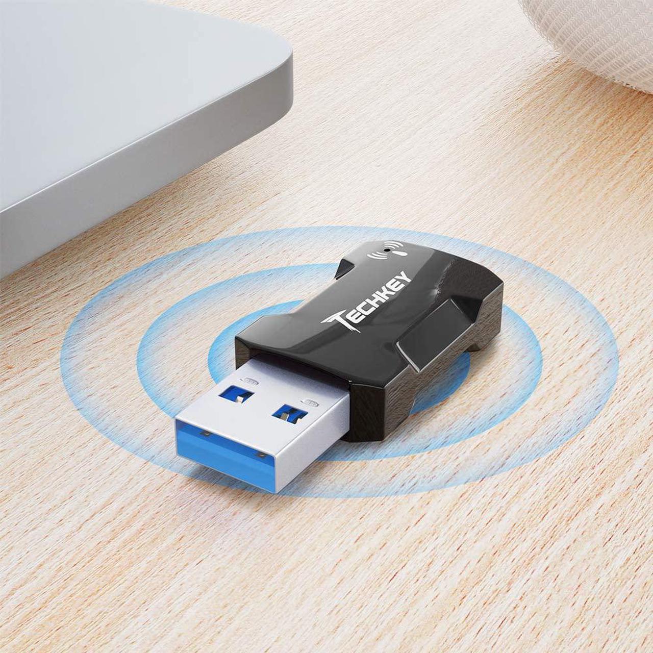 Alt view image 2 of 7 - USB WiFi Adapter 1200Mbps for PC Techkey Mini Wireless Network Adapter USB 3.0 WiFi 802.11 ac with Dual Band 2.42GHz/300Mbps 5.8GHz/866Mbps for Desktop Laptop Windows XP/7/8/8.1/10/ Mac OS