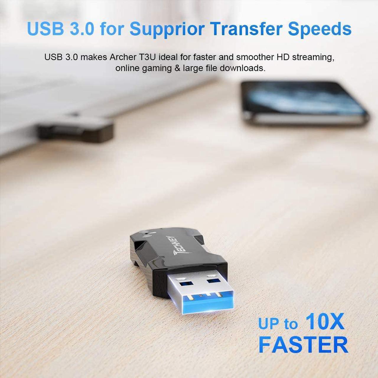 Alt view image 5 of 7 - USB WiFi Adapter 1200Mbps for PC Techkey Mini Wireless Network Adapter USB 3.0 WiFi 802.11 ac with Dual Band 2.42GHz/300Mbps 5.8GHz/866Mbps for Desktop Laptop Windows XP/7/8/8.1/10/ Mac OS