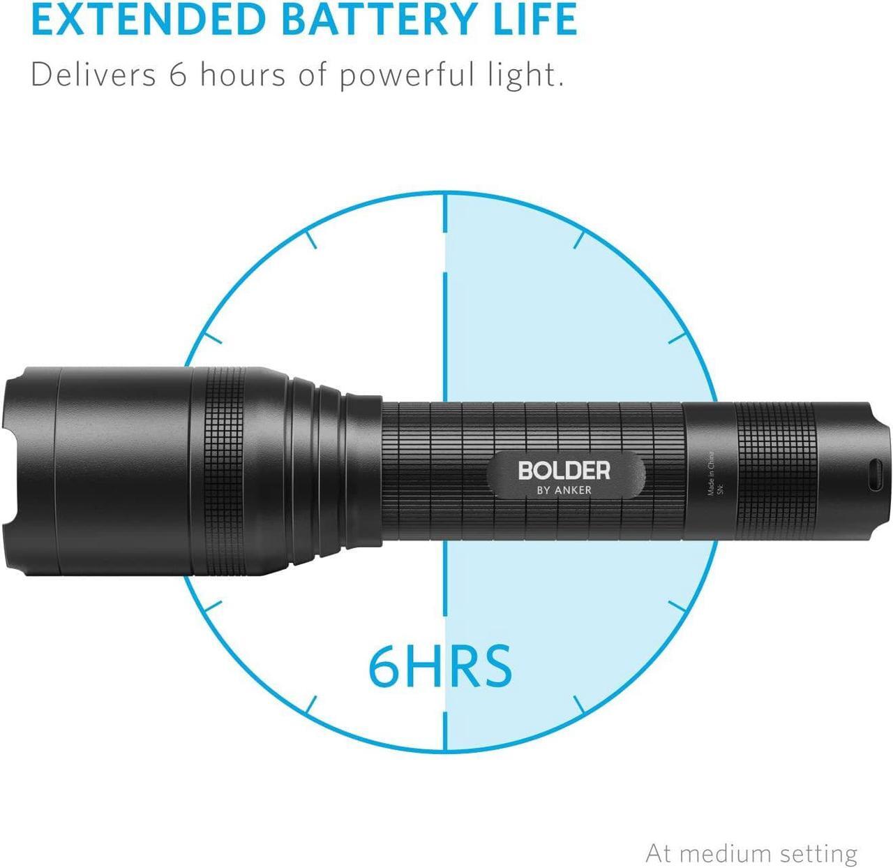 Alt view image 6 of 6 - Rechargeable Bolder LC90 LED Flashlight Pocket-Sized Torch with Super Bright 900 Lumens CREE LED IPX5 Water-Resistant Zoomable 5 Light Modes