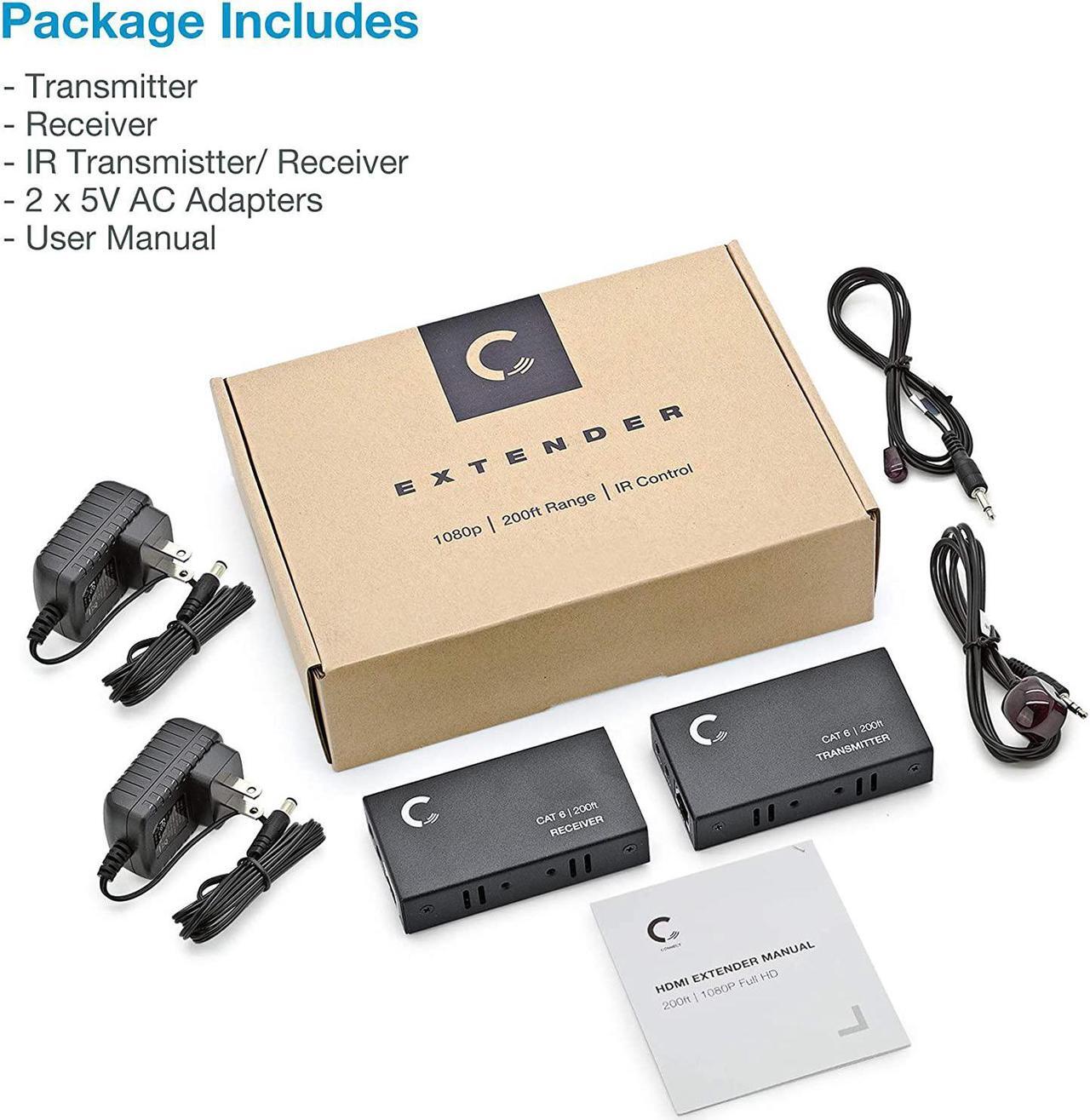 Alt view image 6 of 7 - 4K 330ft HDMI Extender Over Cat5e / Cat6 / Cat7 Ethernet Cable, 1080p, 3D