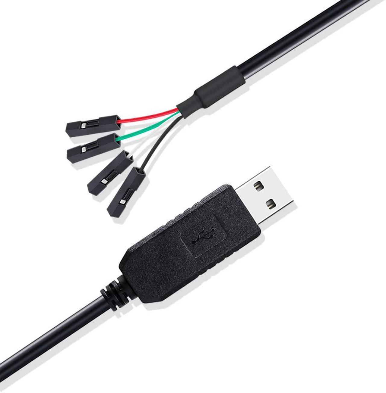 Alt view image 4 of 5 - DTECH USB to TTL Serial Adapter 3.3V Debug Cable TX RX Signal 4 Pin Female Socket PL2303 Prolific Chip for Windows 10 8 7 XP Vista (3-Meter, Black)