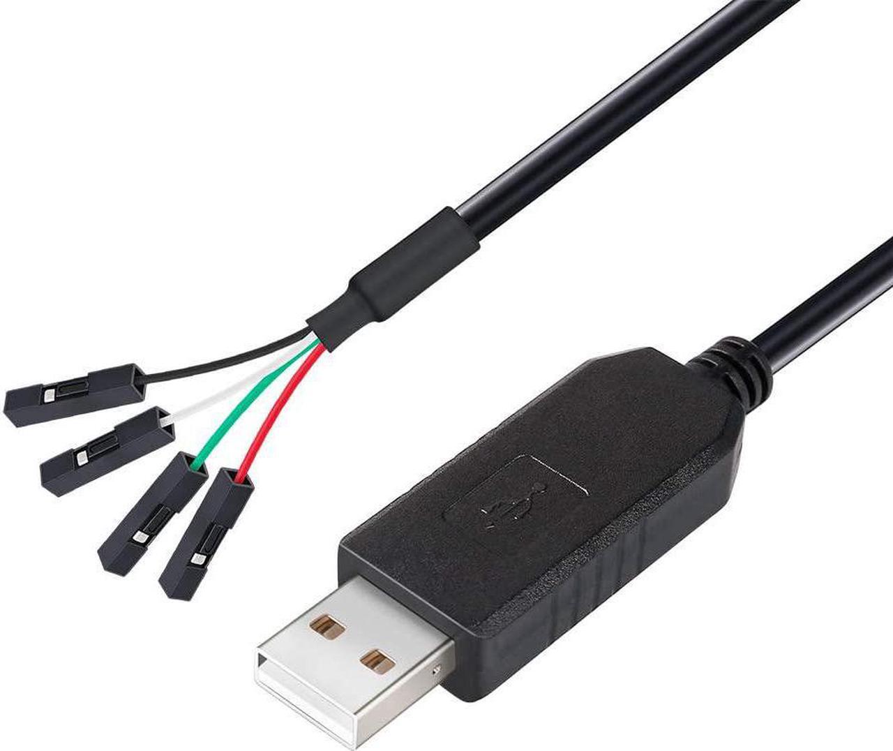 Main image of DTECH USB to TTL Serial Adapter 3.3V Debug Cable TX RX Signal 4 Pin Female Socket PL2303 Prolific Chip for Windows 10 8 7 XP Vista (3-Meter, Black)
