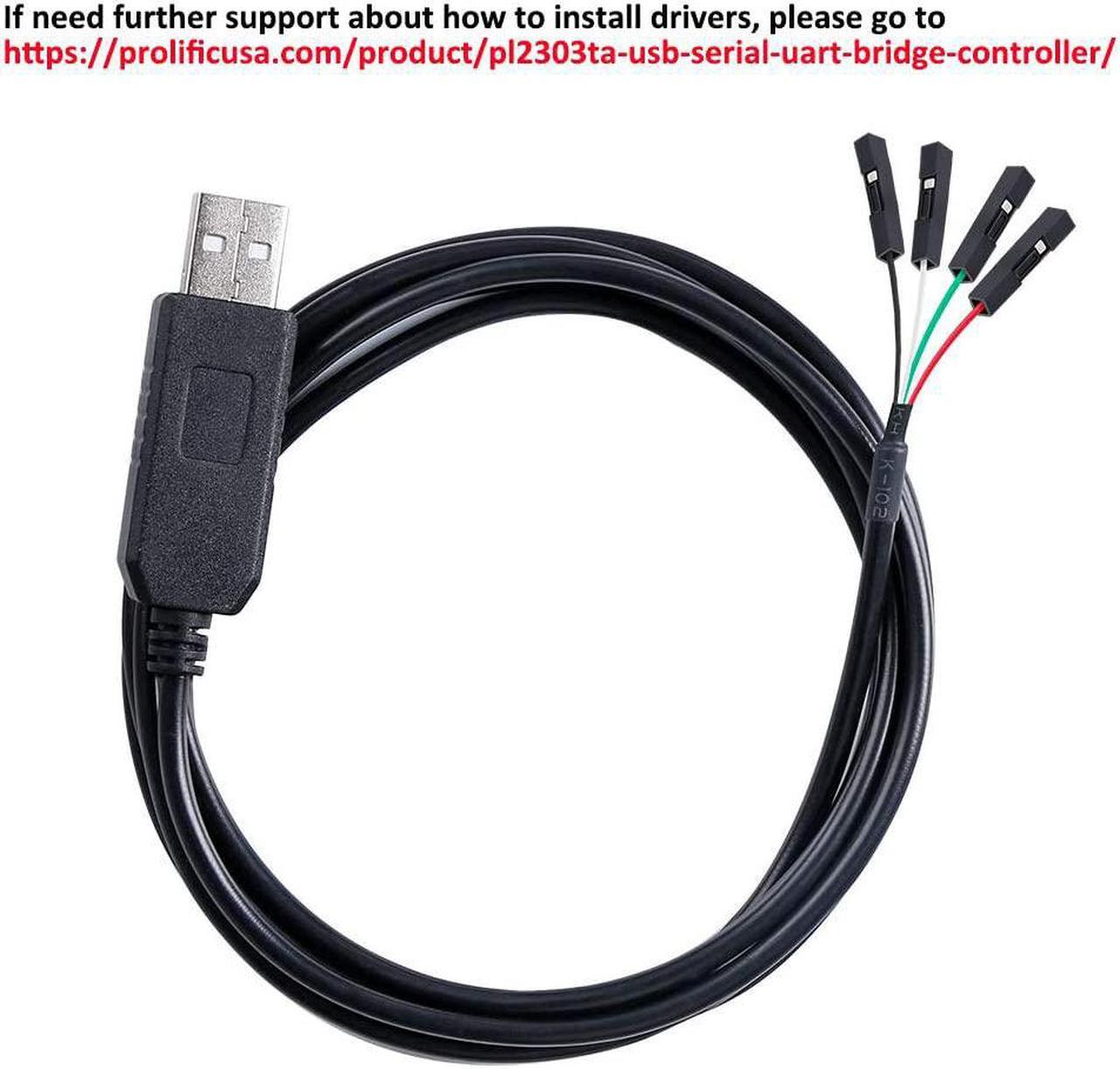 Alt view image 5 of 5 - DTECH USB to TTL Serial Adapter 3.3V Debug Cable TX RX Signal 4 Pin Female Socket PL2303 Prolific Chip for Windows 10 8 7 XP Vista (3-Meter, Black)