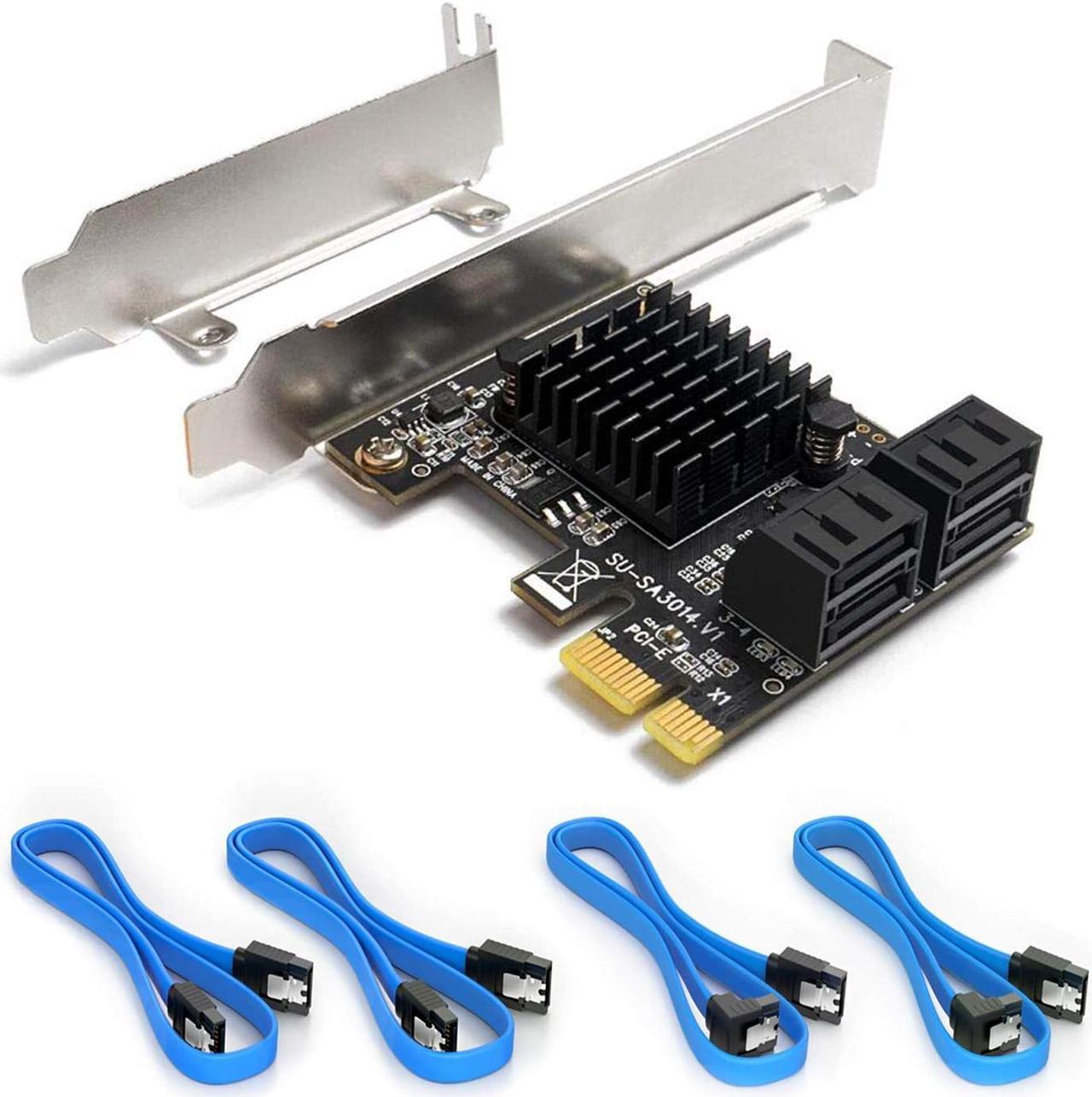 ZYT PCIe SATA Card, 4 Port with 4 SATA Cable, SATA Controller Expansion Card with Low Profile Bracket, Marvell 9215 Non-Raid, Boot as System Disk, Support 4 SATA 3.0 Devices(ZYT-SA3014)