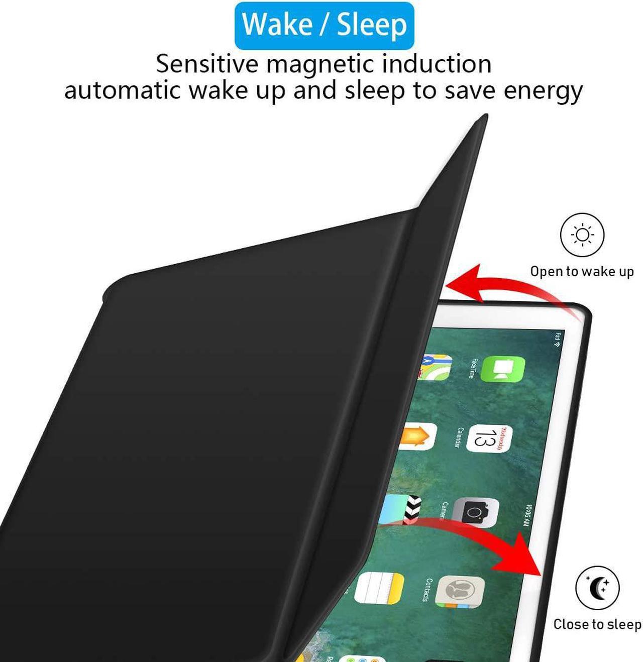 Alt view image 5 of 7 - Sounwill ipad pro 12.9 Case with Keyboard Compatible for ipad pro 12.9" 2015/2017, Ultra-Thin PU Leather Silicon Rugged Shock Keyboard Stand Case with Pencil Holder (Not Fit for 2018 New ipad)-Black