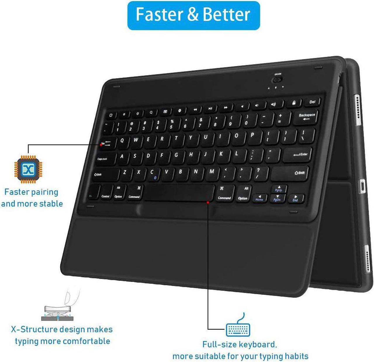 Alt view image 3 of 7 - Sounwill ipad pro 12.9 Case with Keyboard Compatible for ipad pro 12.9" 2015/2017, Ultra-Thin PU Leather Silicon Rugged Shock Keyboard Stand Case with Pencil Holder (Not Fit for 2018 New ipad)-Black