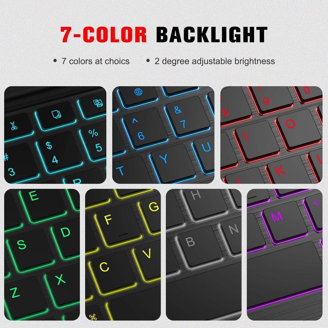 Alt view image 4 of 7 - Fintie Keyboard Case for iPad Pro 12.9 2nd Gen 2017/1st Gen 2015 Soft TPU Protective Cover w/Pencil Holder [7 Color Backlit] Magnetically Detachable Wireless Bluetooth Keyboard (Black)