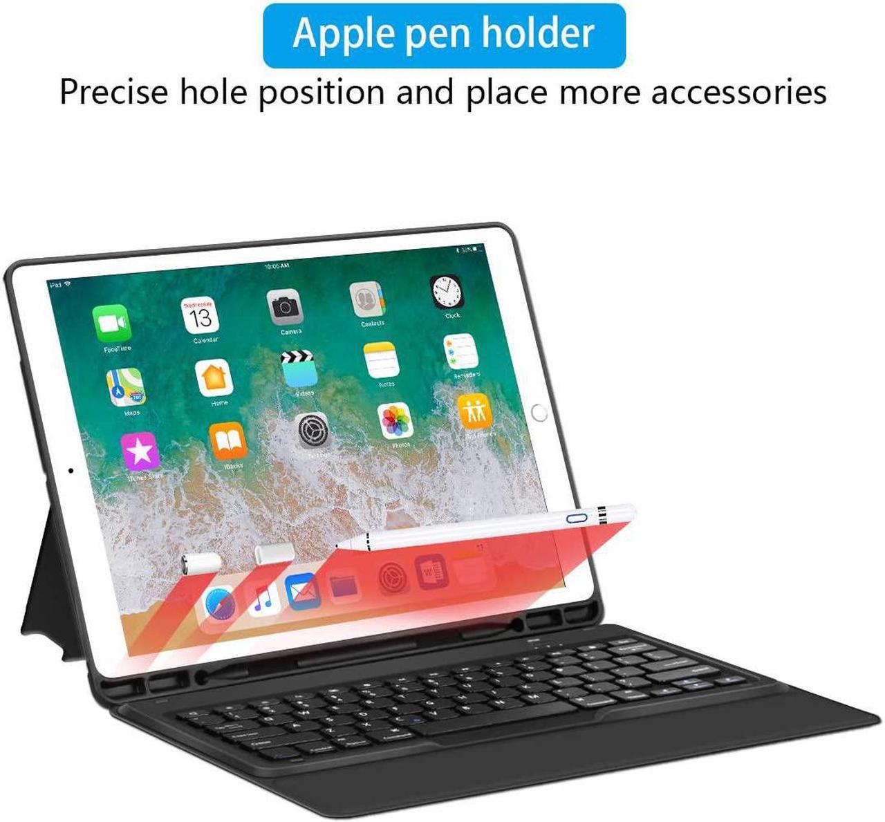 Alt view image 6 of 7 - Sounwill ipad pro 12.9 Case with Keyboard Compatible for ipad pro 12.9" 2015/2017, Ultra-Thin PU Leather Silicon Rugged Shock Keyboard Stand Case with Pencil Holder (Not Fit for 2018 New ipad)-Black