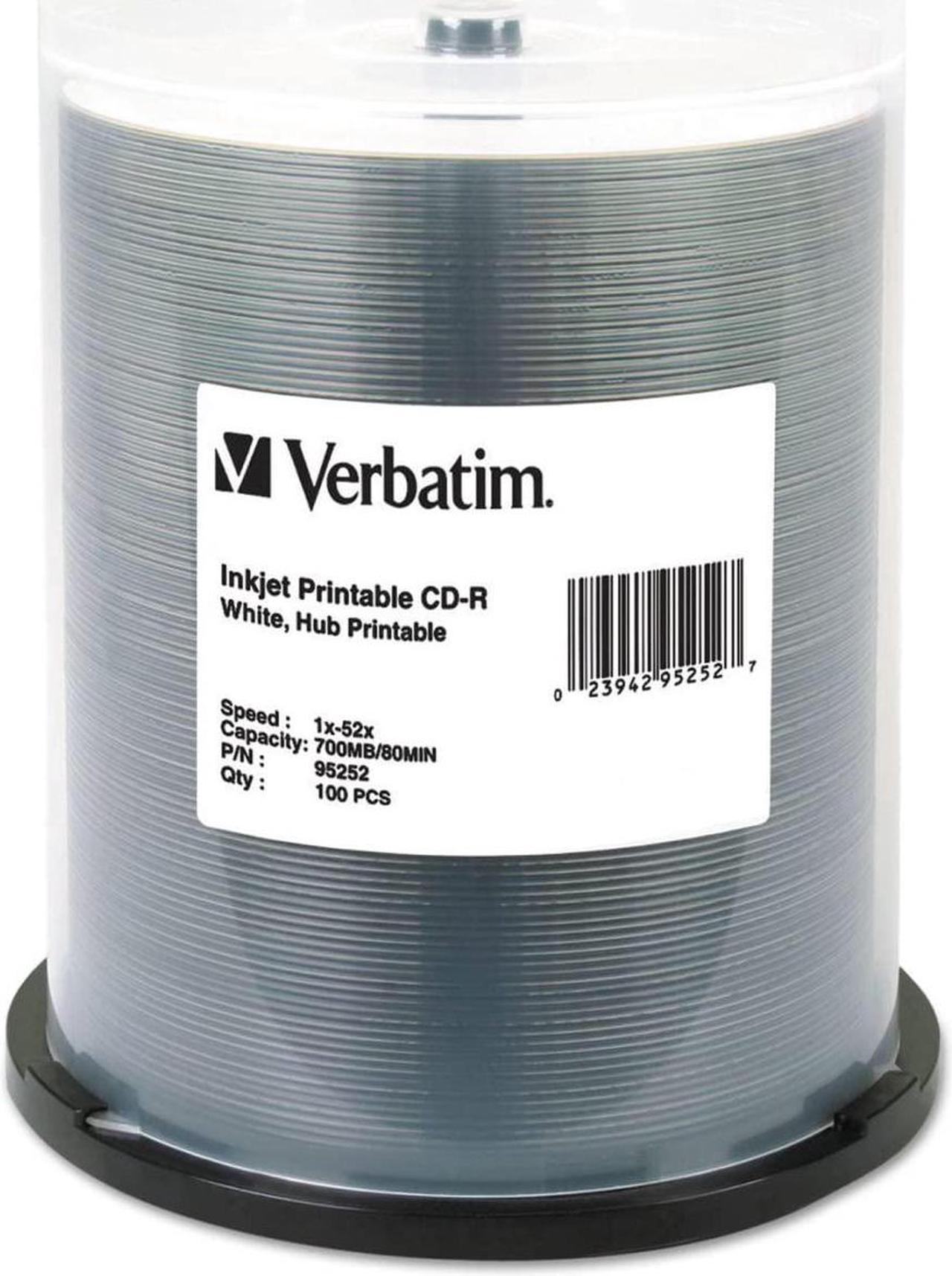 Verbatim 95252 CD Recordable Media -CD-R -52x -700 MB -100 Pack Spindle -Inkjet Printable