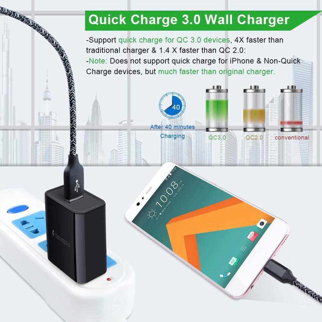 Alt view image 2 of 5 - Type C Fast Charger for Moto G Pure/G Stylus 5G 2024/G 5G 2022/G Power 2025 2024/G Play 2024/2023/2021/One 5G Ace/G Fast/G8/G7 Play,18W Quick Charge 3.0 Rapid Wall Charger Adapter+2PC 6ft USB C Cable
