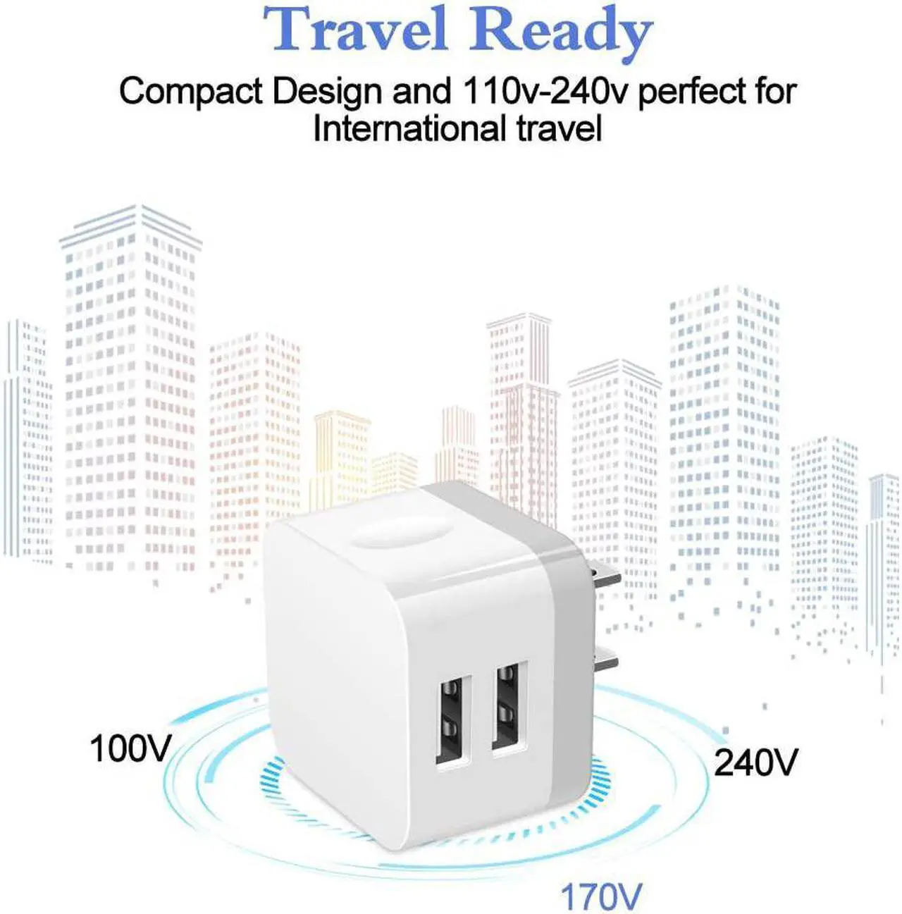 Alt view image 3 of 7 - Dual USB Wall Charger 2Pack 2.4A Double USB Wall Plug iPhone Fast Charger Block Box Brick Adapter for iPhone 16 15 14 13 12 Pro Max XS X 8 Plus  Galaxy S25 S24 S23 A16 A15 A53 A73 S22 Note20