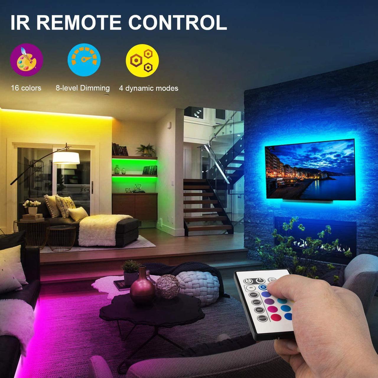 Alt view image 5 of 6 - Tv Led Backlight,Maylit Pre-Cut 14.3ft Led Strip Lights for 65-75in Tv,4Pcs USB Powered Tv Lights kit with Remote,RGB Bias Lighting for Room Decor