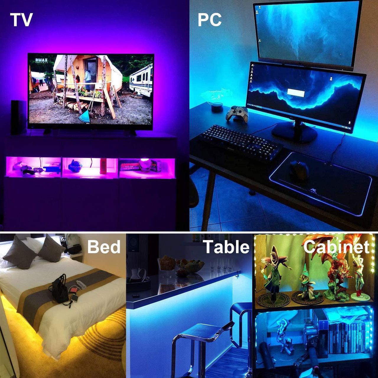 Alt view image 6 of 6 - Tv Led Backlight,Maylit Pre-Cut 14.3ft Led Strip Lights for 65-75in Tv,4Pcs USB Powered Tv Lights kit with Remote,RGB Bias Lighting for Room Decor