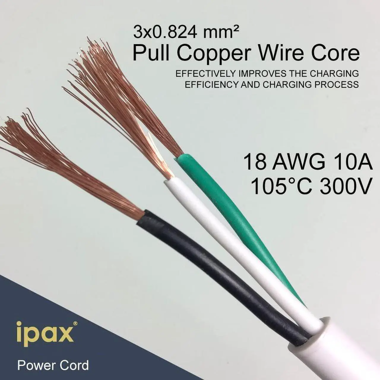 Alt view image 5 of 7 - 15Ft Extra Long White AC Power Cord Cable Pure Copper Wire Core in Retail Pack for Computer Plasma TV Printer Monitor AC Adapter