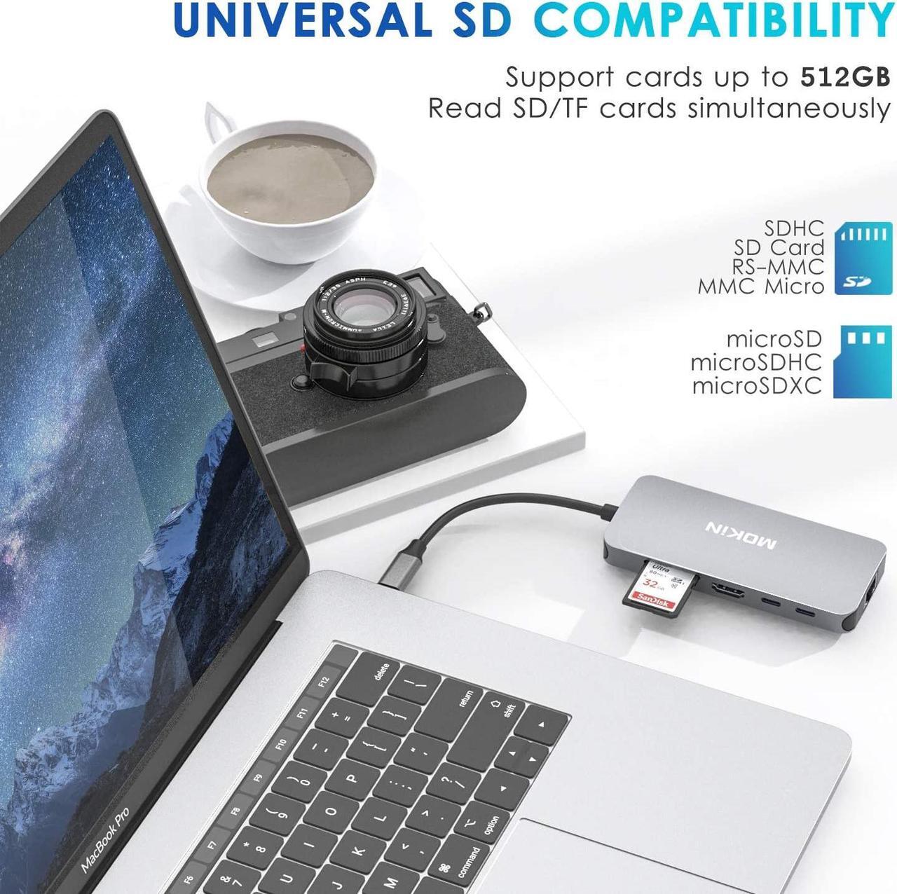 Alt view image 7 of 7 - USB C Adapters for MacBook Pro/Air,Mac Dongle with 3 USB Port,USB C to HDMI, USB C to RJ45 Ethernet,MOKiN 9 in 1 USB C to HDMI Adapter,100W Pd Charging(White and grey random delivery)