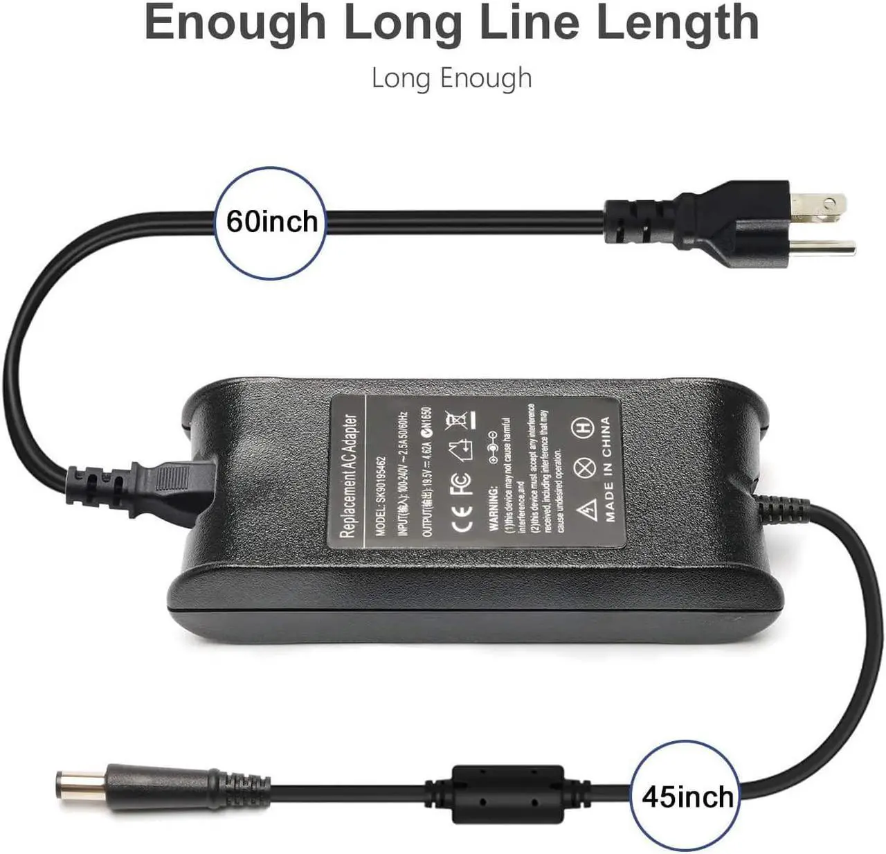 Alt view image 5 of 7 - E6430 E6440 90W UL Listed AC Adapter for Dell Latitude E6410 E6420 E6230 E6330 E6400 E6500 E6520 E6530 E6510 E7250 E7440, Precision M2400 M4400,Latitude 5480 5580 7280 7480 7390 7490 [19.5V 4.62A]