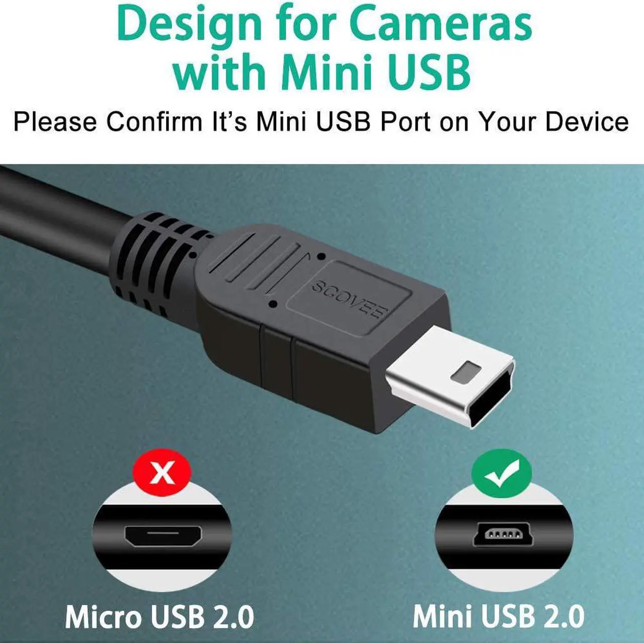 Alt view image 2 of 7 - Camera USB Cable Cord for Canon Rebel/PowerShot/EOS/DSLR/ELPH Digital Cameras,Transfer Wire Data Cable for Canon Rebel Camcorder,Vixia PC Computer Interface Charger Replacement 6FT Mini B USB