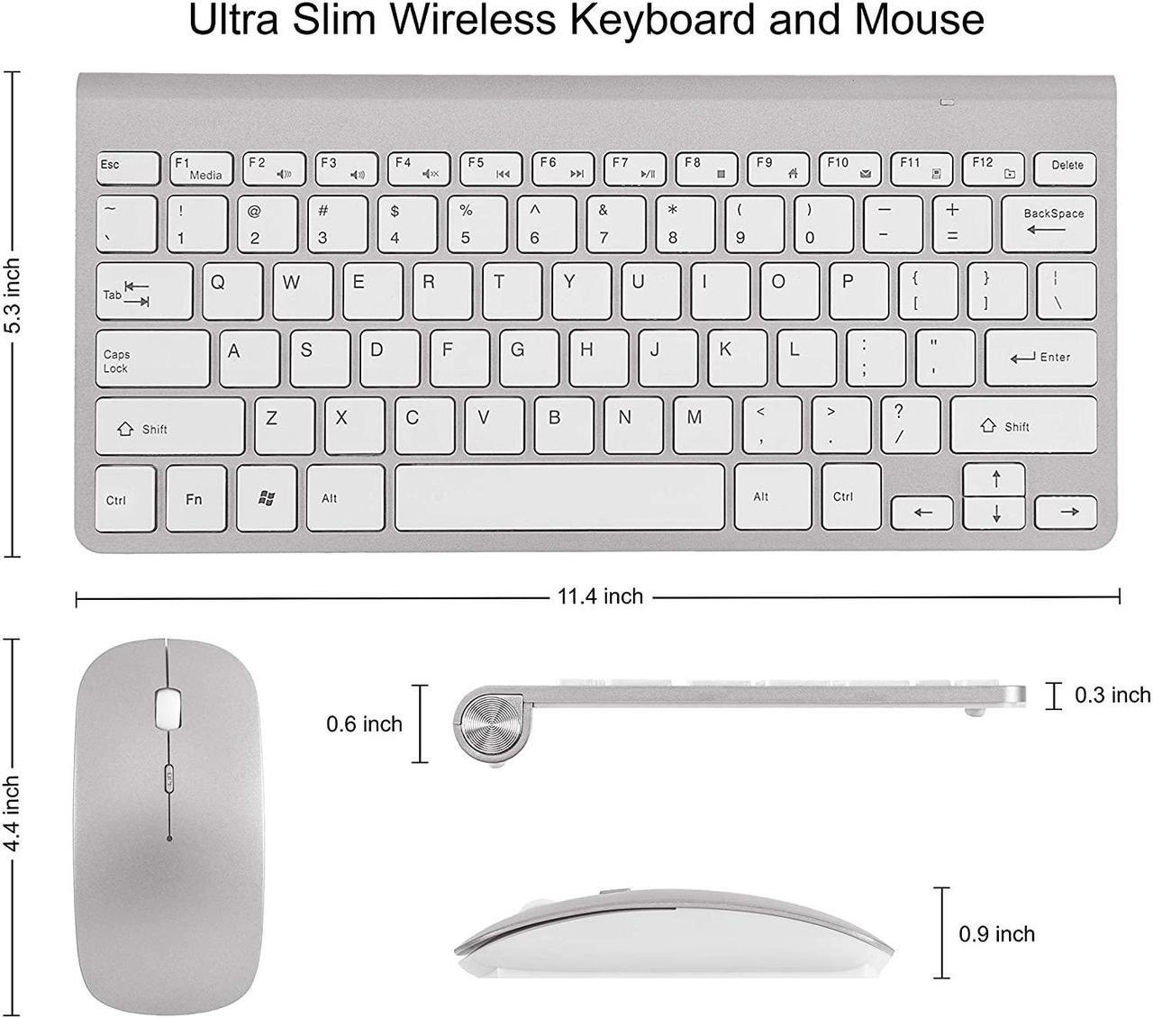 Alt view image 5 of 5 - iBod Wireless Keyboard Mouse Keyboard and Mouse Combo USB Keyboard Keyboard and Mouse Set Ultra Slim Keyboard for Christmas Xmas Silver Keyboard Mini Keyboard for PC Laptop Tablet (Silver)