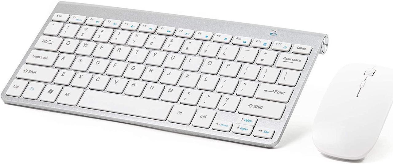 Alt view image 2 of 5 - iBod Wireless Keyboard Mouse Keyboard and Mouse Combo USB Keyboard Keyboard and Mouse Set Ultra Slim Keyboard for Christmas Xmas Silver Keyboard Mini Keyboard for PC Laptop Tablet (Silver)