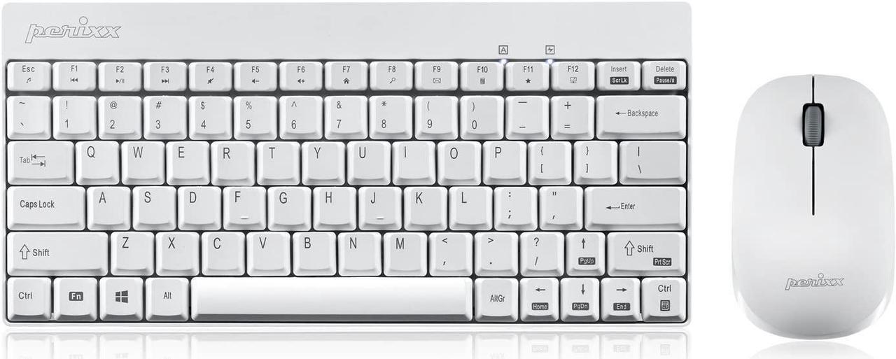 Perixx Periduo-712W Wireless Mini Keyboard and Mouse Set, White, US English Layout,PERIDUO-712