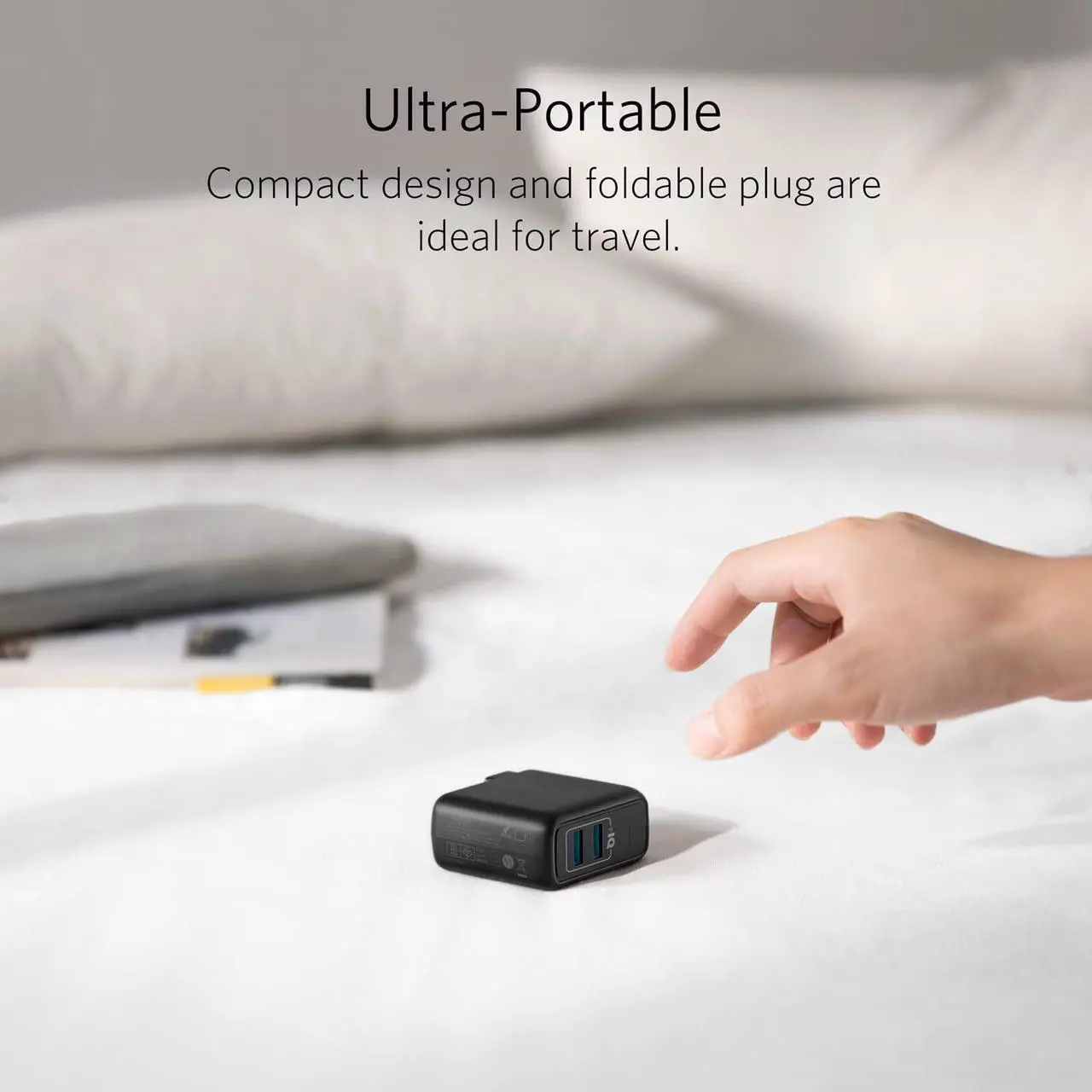 Alt view image 3 of 7 - USB Charger Elite Dual Port 24W Wall Charger PowerPort 2 with PowerIQ and Foldable Plug for iPhone 11/Xs/XS Max/XR/X/8/7/6/Plus iPad Pro/Air 2/Mini 3/Mini 4  S4/S5 and More