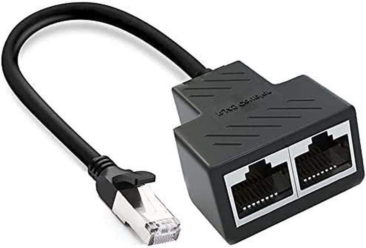 RJ45 Network 1 to 2 Port Ethernet Adapter Splitter RJ45 1 Male to 2 Female LAN Ethernet Splitter Adapter Cable Suitable Super Cat5 Cat5e Cat6 Cat7 LAN Ethernet Socket Connector Adapter