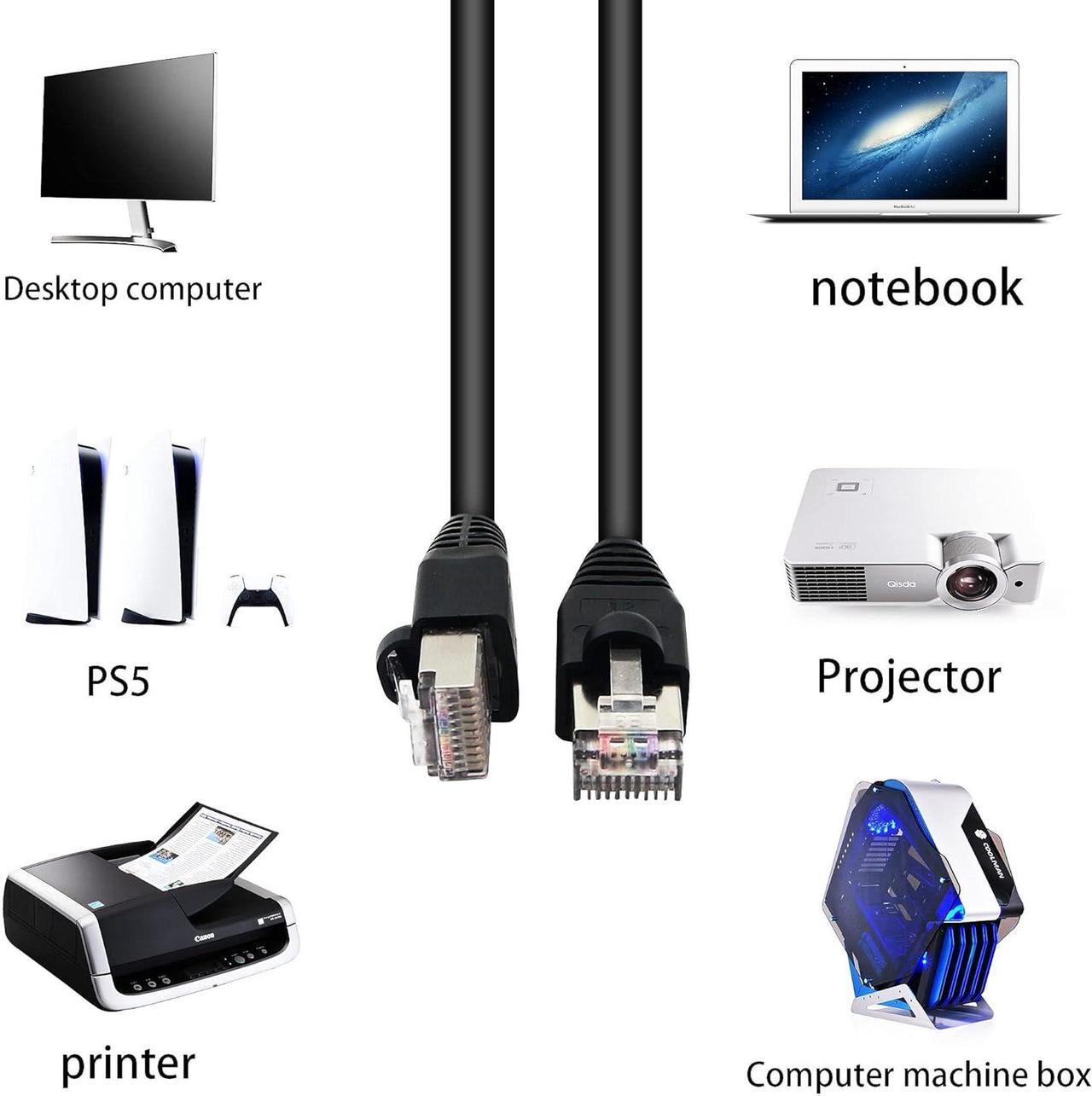 Alt view image 3 of 7 - QIANRENON RJ50 Cable 10P10C Cat 5E Male to Male Modular Crystal Plug with Shielding Connectors for Scanning Code Guns, Laser Printing Equipment, Industrial Control Equipment etc, 1.5m/5 Ft