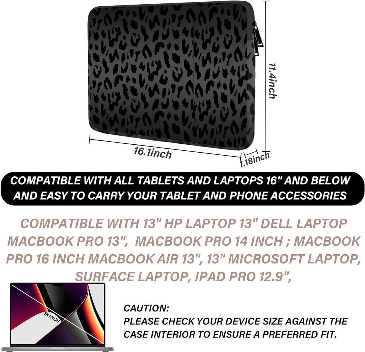 Alt view image 2 of 7 - Laptop Sleeve Bag 15.6-16 inch,Compatible with MacBook Air 15 inch M2 2023 A2941/16 Pro M2 A2780 M1 A2485 /Pro Retina 15 A1990,Chromebook,HP,15.3-16 inch NotebookBlack Leopard Cheetah Bag