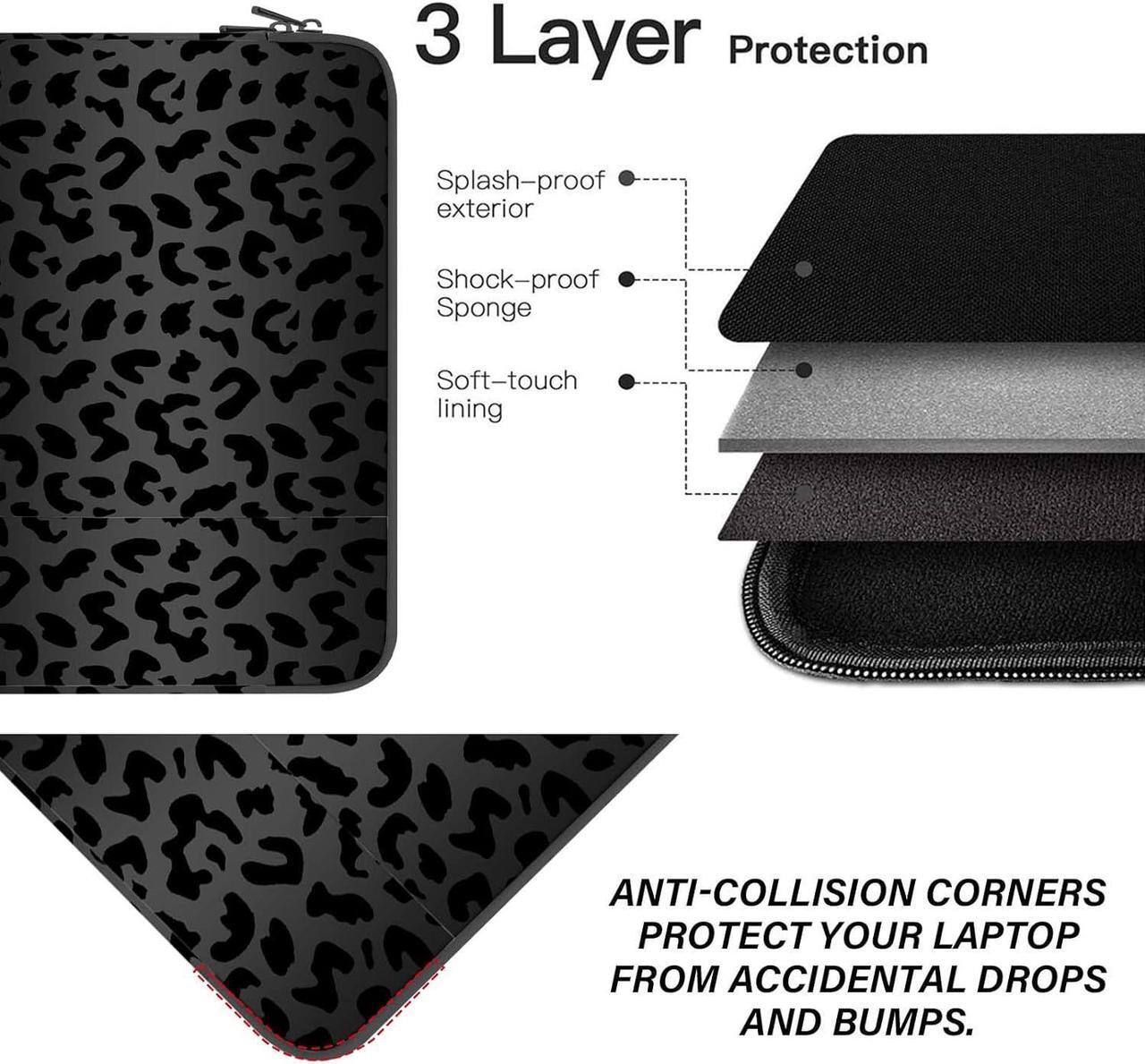 Alt view image 3 of 7 - Laptop Sleeve Bag 15.6-16 inch,Compatible with MacBook Air 15 inch M2 2023 A2941/16 Pro M2 A2780 M1 A2485 /Pro Retina 15 A1990,Chromebook,HP,15.3-16 inch NotebookBlack Leopard Cheetah Bag