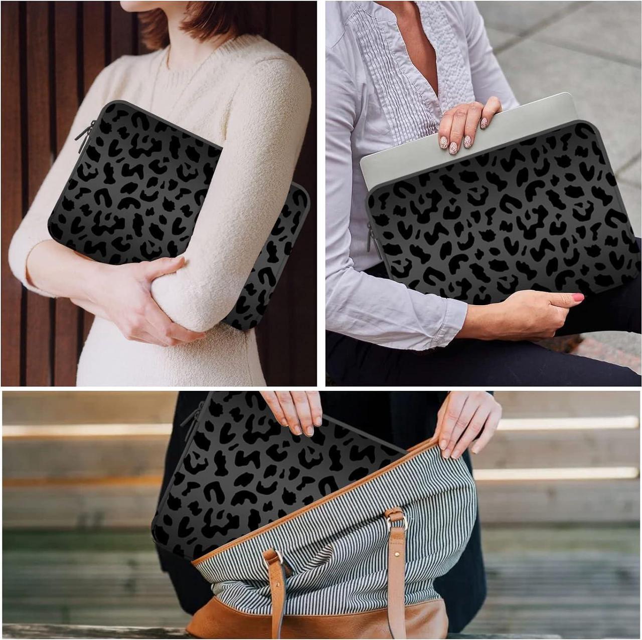 Alt view image 7 of 7 - Laptop Sleeve Bag 15.6-16 inch,Compatible with MacBook Air 15 inch M2 2023 A2941/16 Pro M2 A2780 M1 A2485 /Pro Retina 15 A1990,Chromebook,HP,15.3-16 inch NotebookBlack Leopard Cheetah Bag
