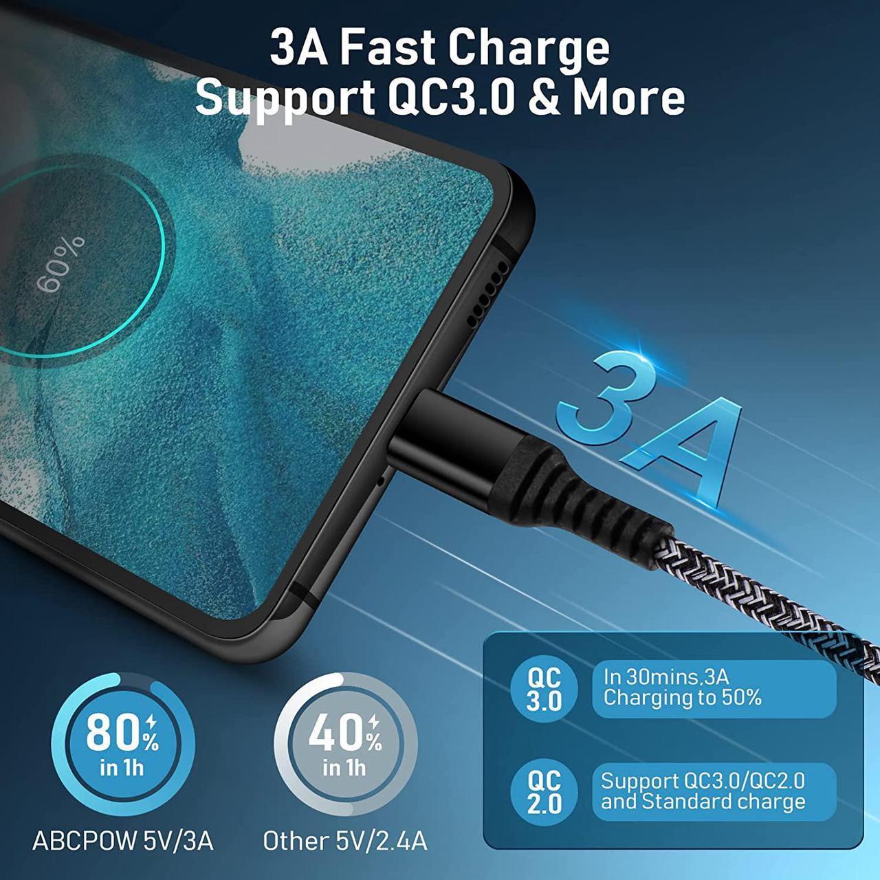 Alt view image 4 of 7 - Android Charger, 3A Power Adapter Phone Fast Charging Box Plug Cube, 6FT 9FT Type C Cable Cords for Samsung Galaxy S25 A16 A15 5G A35 A36 A26 A56 A55 S24 Ultra A25 S23 FE S22 iPhone 16e 16 Pro Max 15