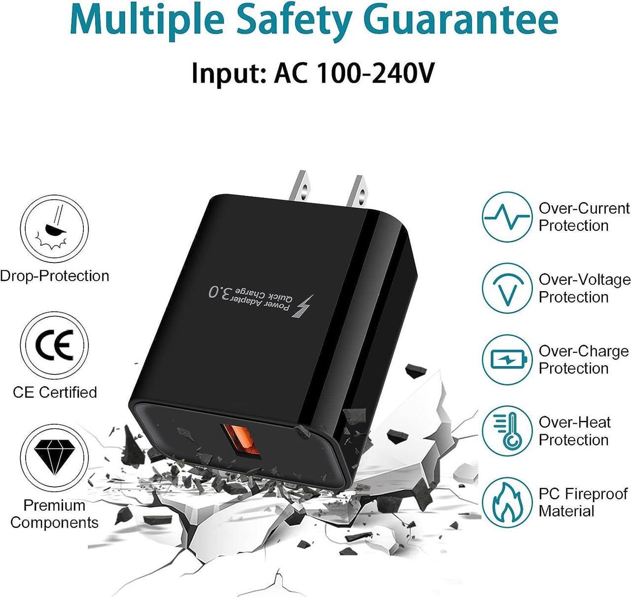 Alt view image 7 of 7 - Android Charger, 3A Power Adapter Phone Fast Charging Box Plug Cube, 6FT 9FT Type C Cable Cords for Samsung Galaxy S25 A16 A15 5G A35 A36 A26 A56 A55 S24 Ultra A25 S23 FE S22 iPhone 16e 16 Pro Max 15