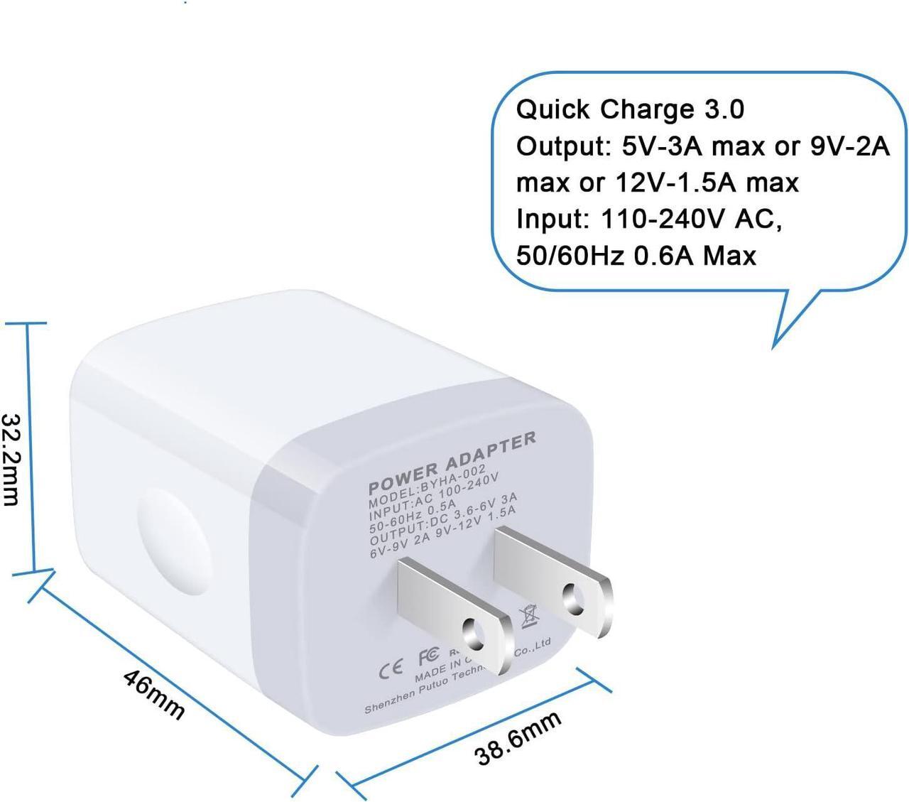 Alt view image 3 of 7 - Quick Charge 3.0 Fast Charger for LG Stylo 4/5/6, LG G5 G6 G7 G8 G8X V20 V30 V40 V50 ThinQ, LG Velvet 5G Wing K51 K61 K71 K92 W41