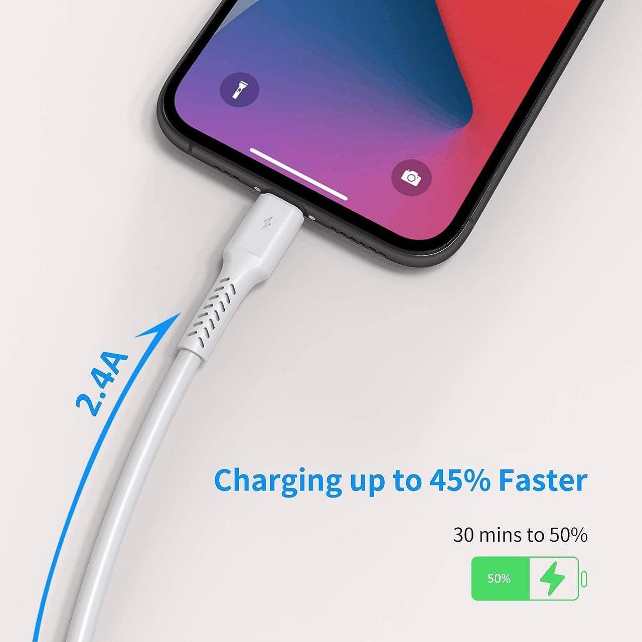Alt view image 4 of 7 - 1ft iPhone Charge Cable Short 5Pack USB to Lightning Cord for Fast Charging Stations 1 Foot Compatible with Apple iPhone 12 11 Pro Max Xs 8 7 6 5 Plus iPad Air/Mini