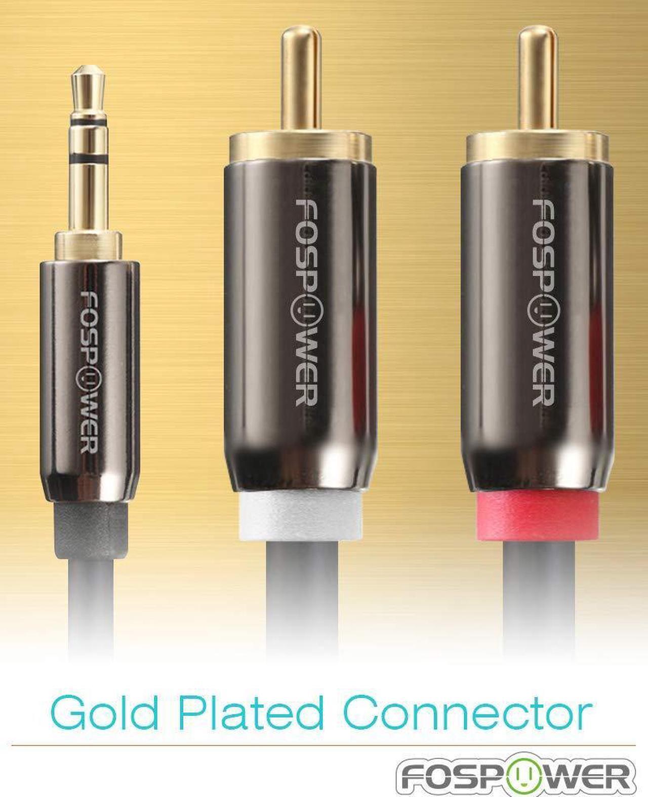 Alt view image 4 of 7 - FosPower 3.5mm to RCA Cable (25FT), RCA Audio Cable 24K Gold Plated Male to Male Stereo Aux Cord [Left/Right] Y Splitter Adapter Step Down Design