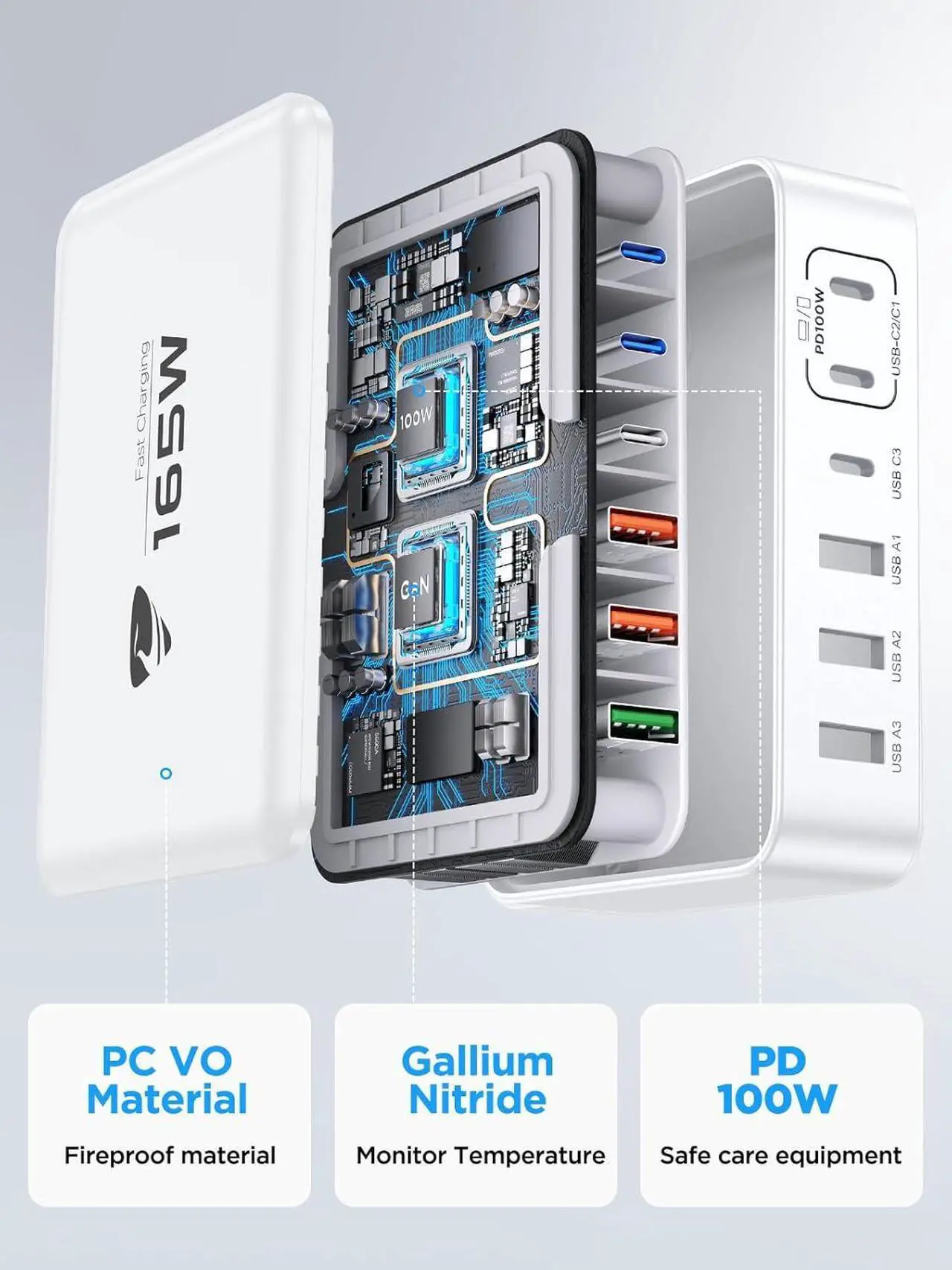 Alt view image 5 of 7 - USB C Charger 240W USB C Charger Block 7-Port USB C Fast Charging Station USB C + USB A Wall Plug Power Adapter Multiport USB C Charger Compatible with MacBook Pro/Air iPhone 16/15/14/13  S24
