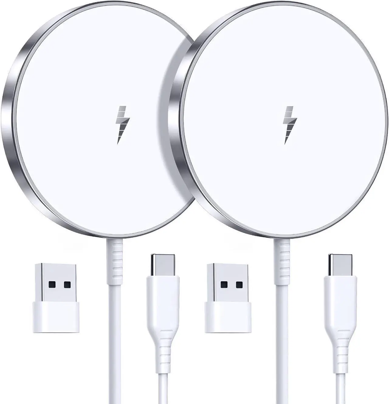 Main image of Magnetic Wireless Charger 15W Fast Mag Safe Charger for Cell Phone 16 Pro Max/16 Pro/16 Plus/16/15/14/13/12 Series 2 Pack Charging Pad for AirPods 3/2/Pro 2/Pro Mag-Safe Original Replacement